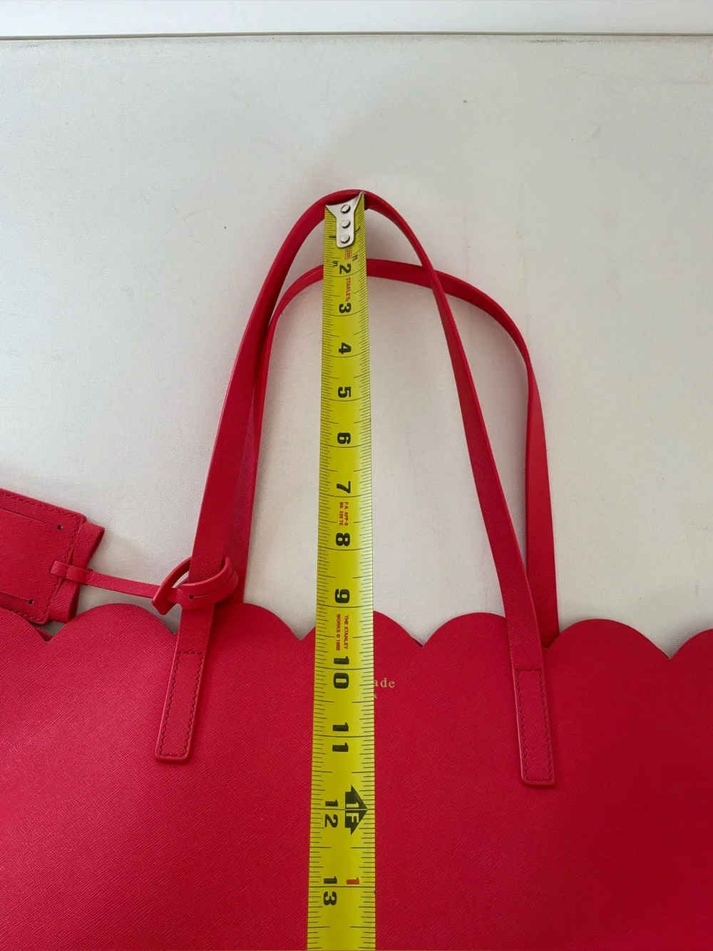 Kate Spade New York Scallop Leather Tote Bag Pink Large Shoulder Purse